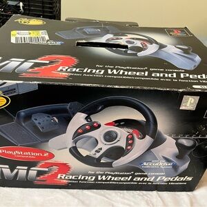 Logitech Black and Gray Racing Wheel for PlayStation 2